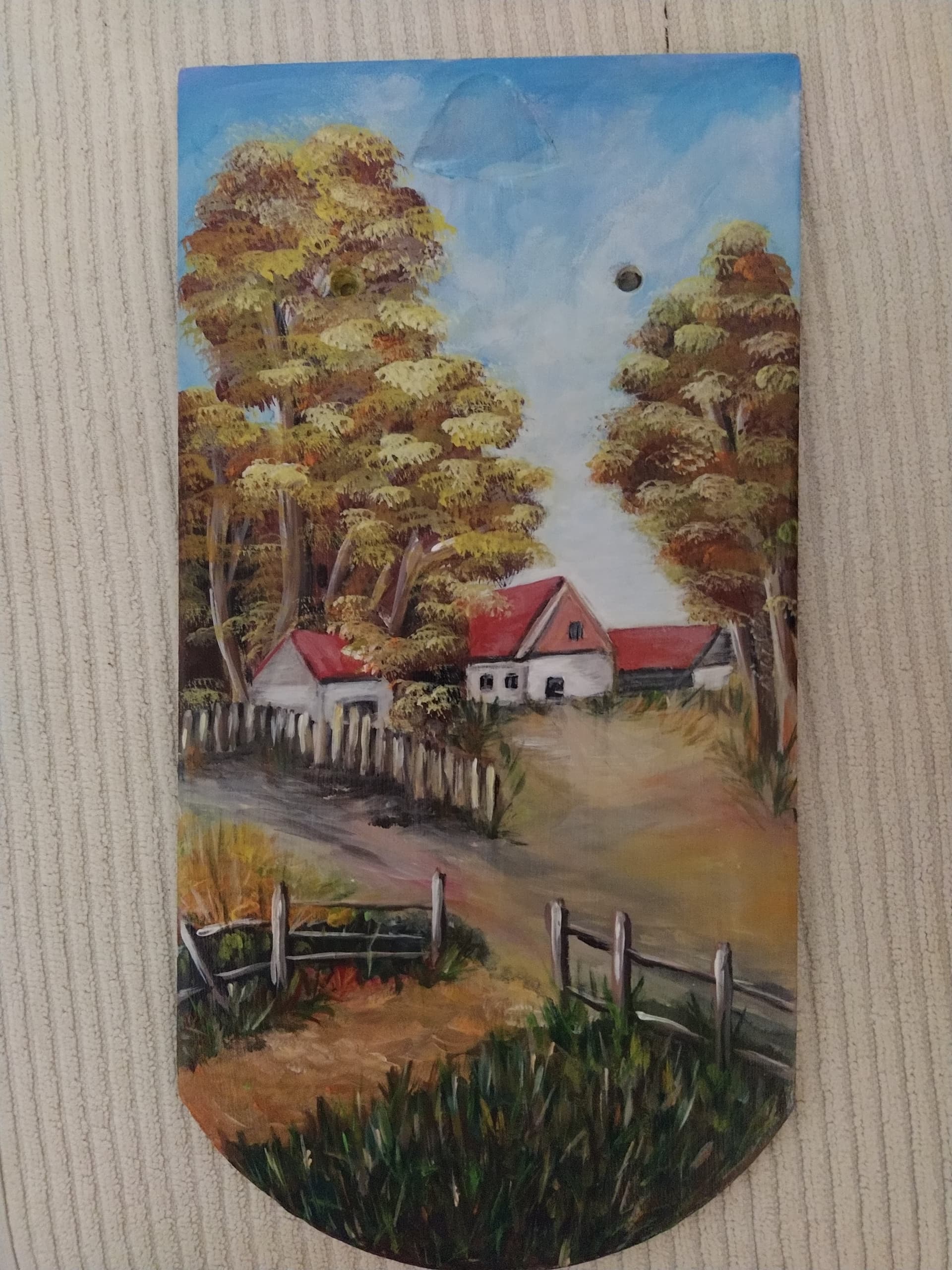 Painting: Crep, 2021, Akrilne boje na crepu