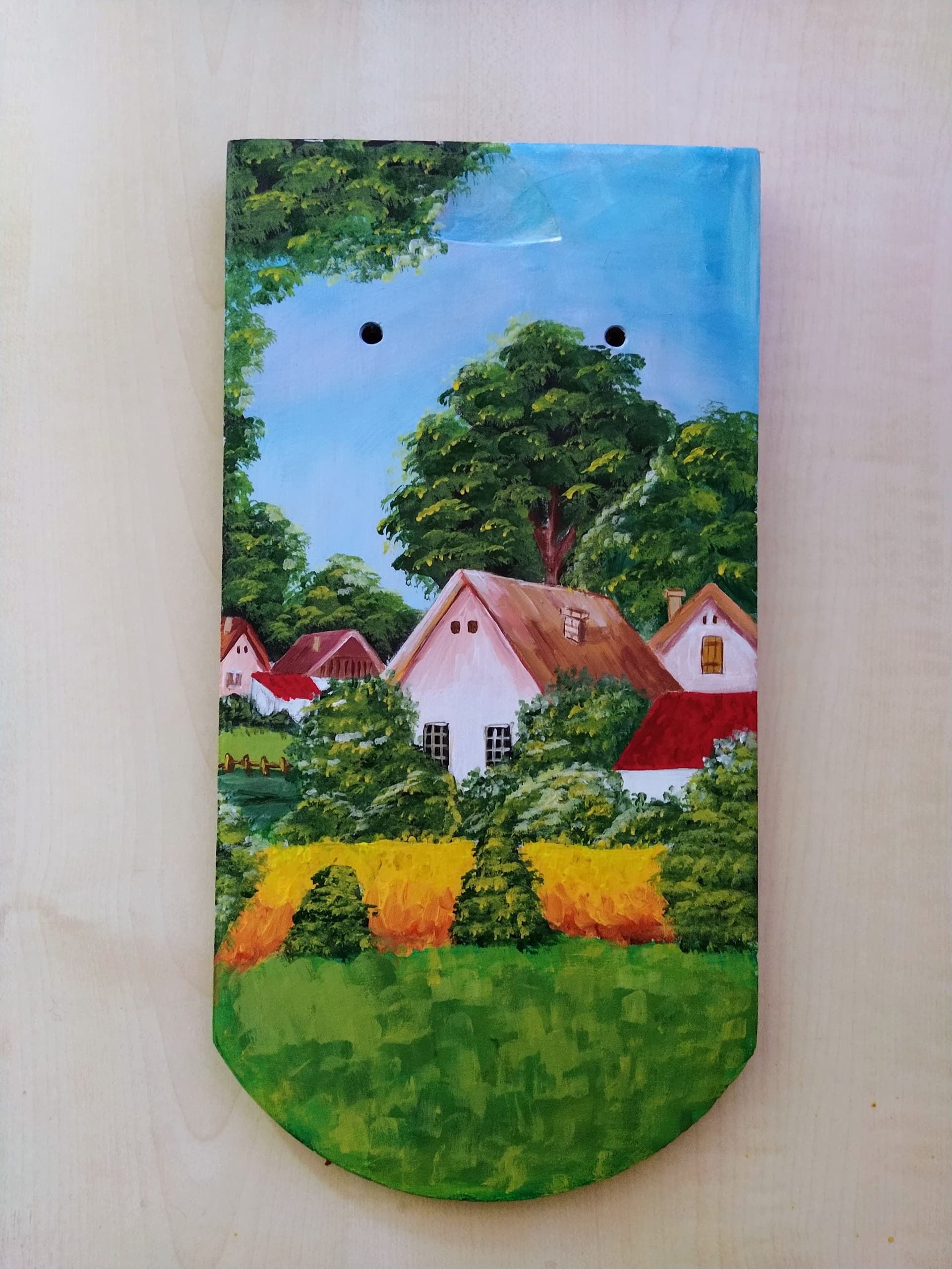 Painting: Crep, 2021, Akrilne boje na crepu