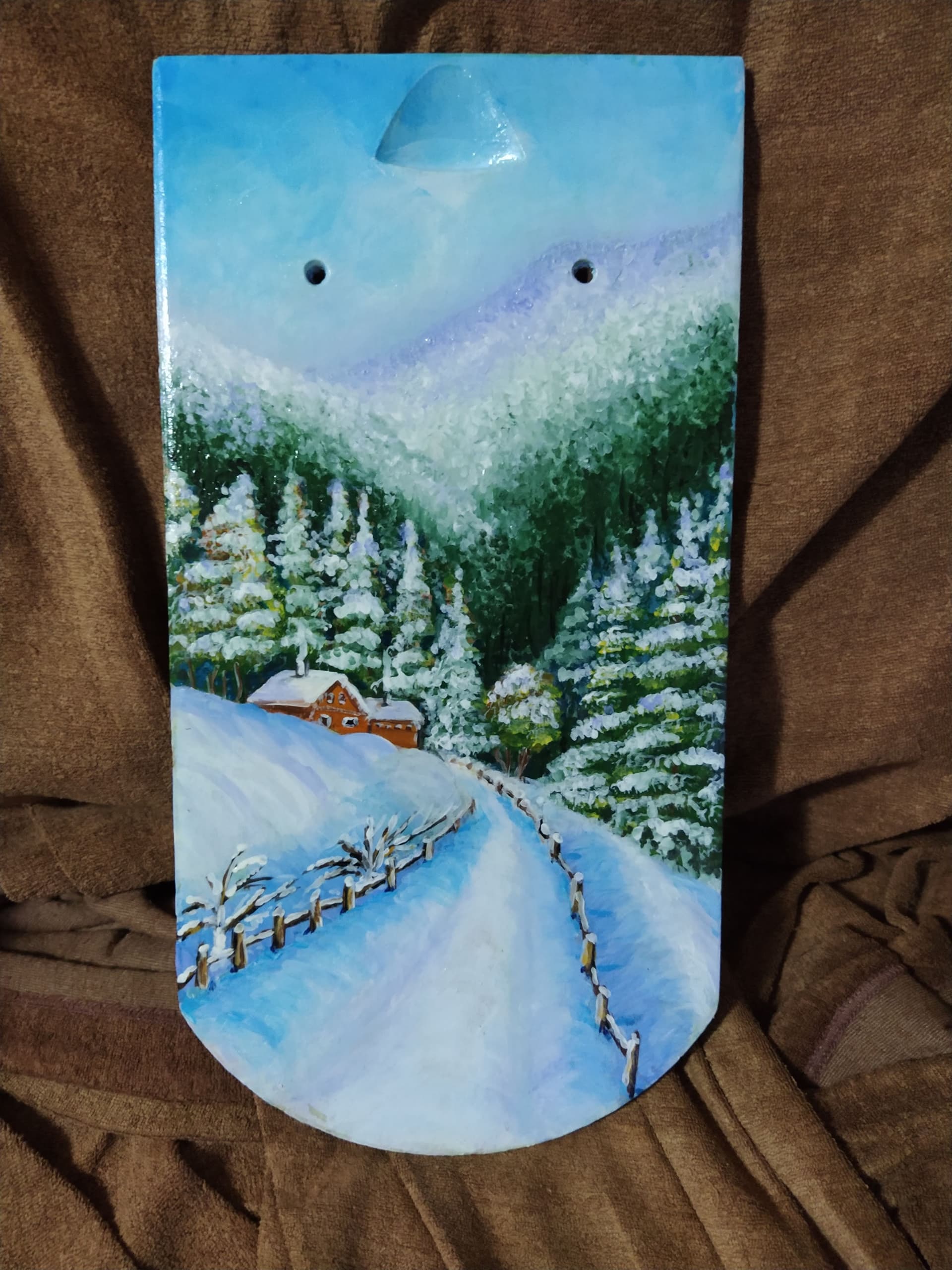 Painting: Crep, 2021, Akrilne boje na crepu