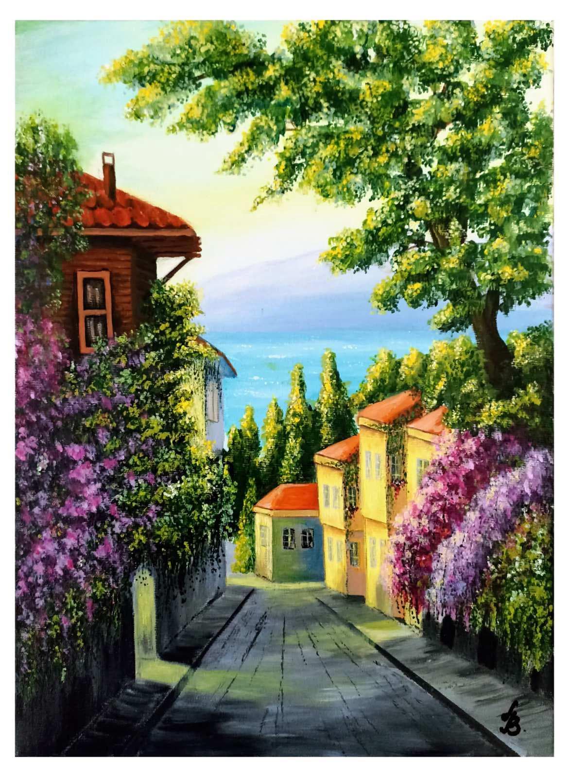 Slika: Leto i more, 2022, Akrilne boje na platnu