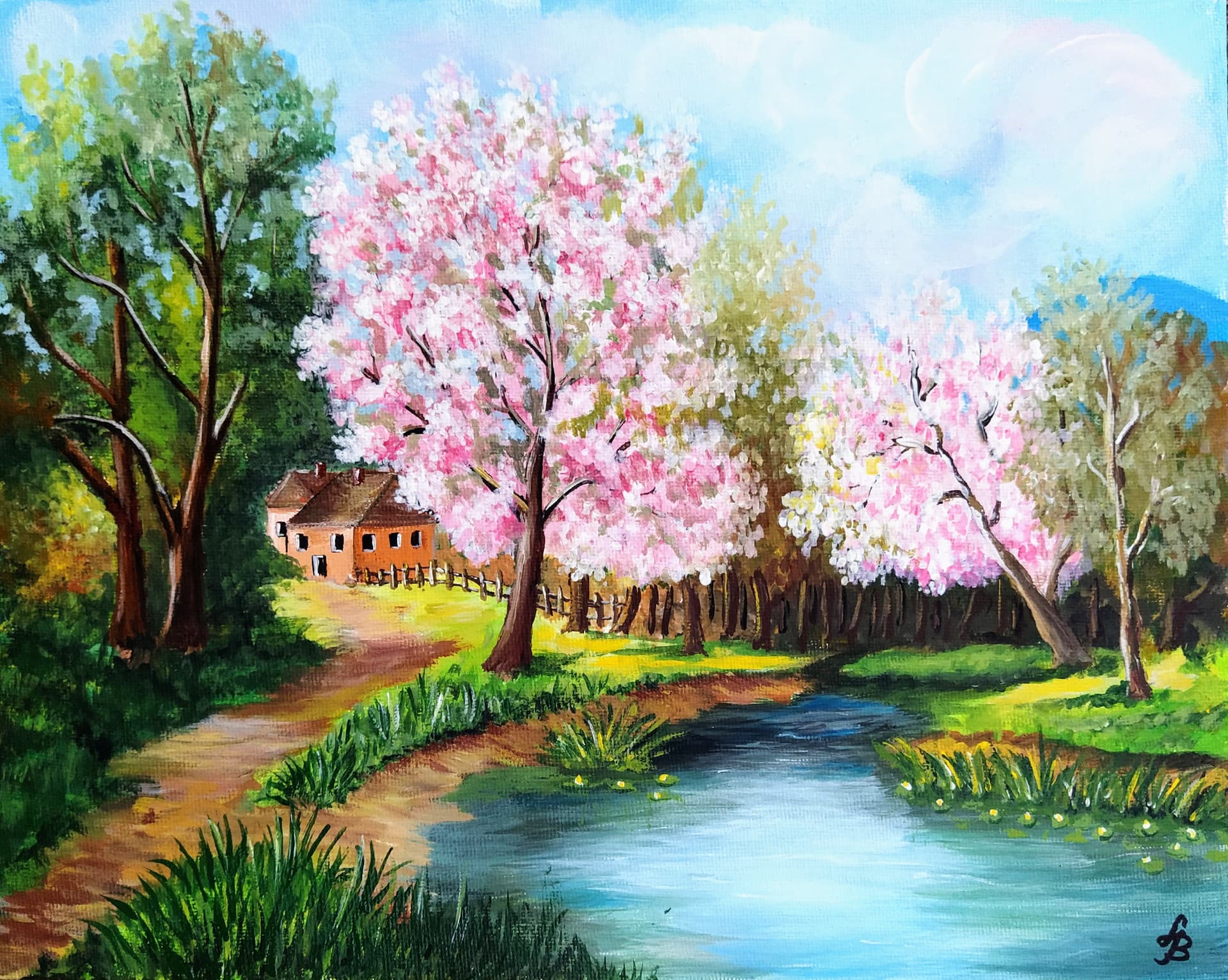 Slika: Cvetanje, 2022, Akrilne boje na platnu