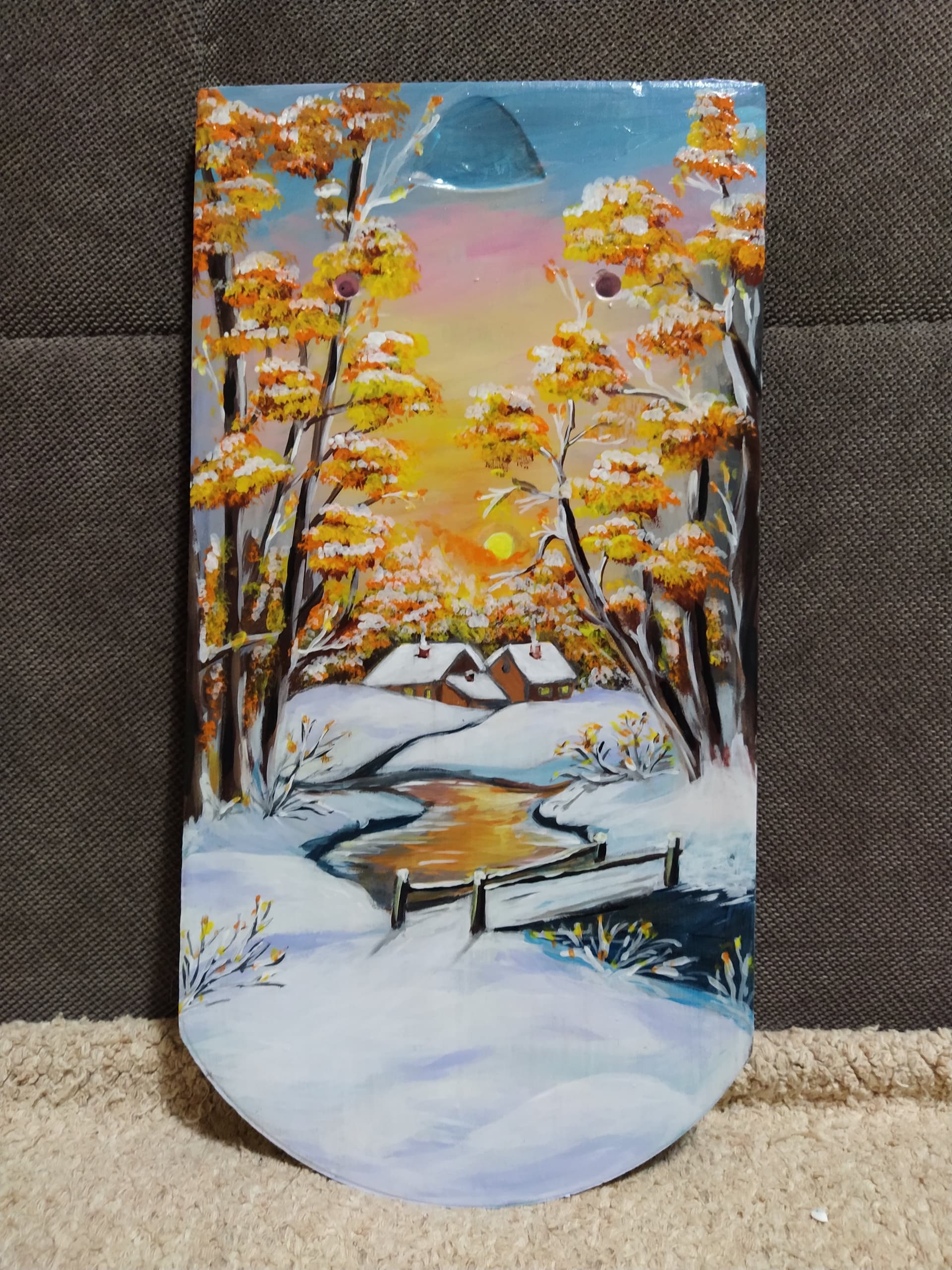 Slika: Crep, 2021, Akrilne boje na crepu