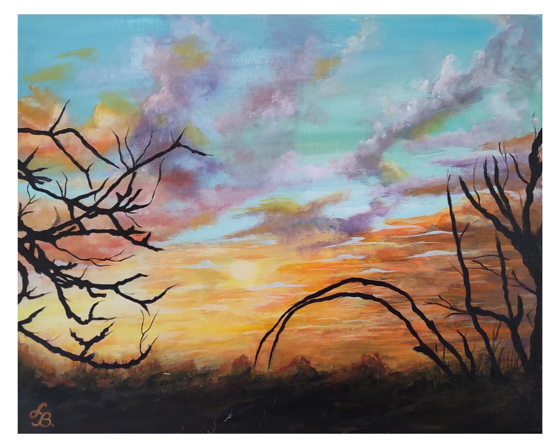 Slika: Zalazak Sunca, 2025, Akrilne boje na platnu