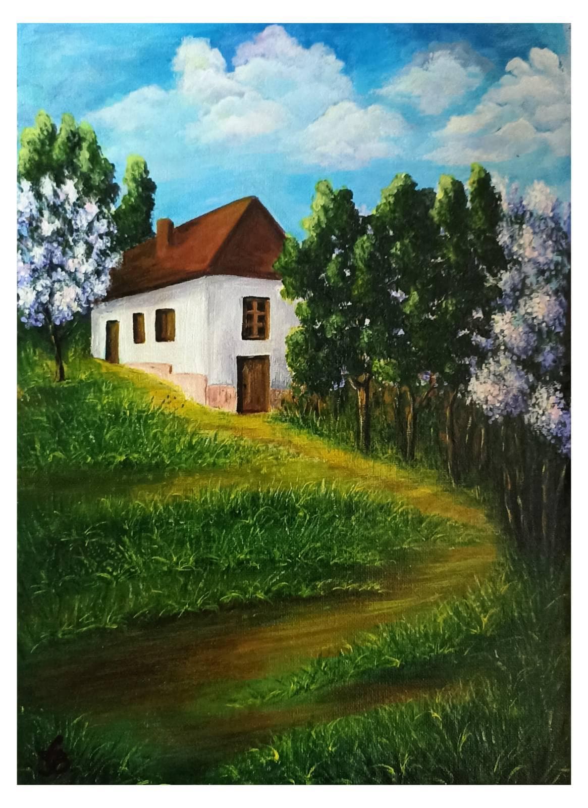 Slika: Još jedna bela kuća, 2022, Akrilne boje na platnu