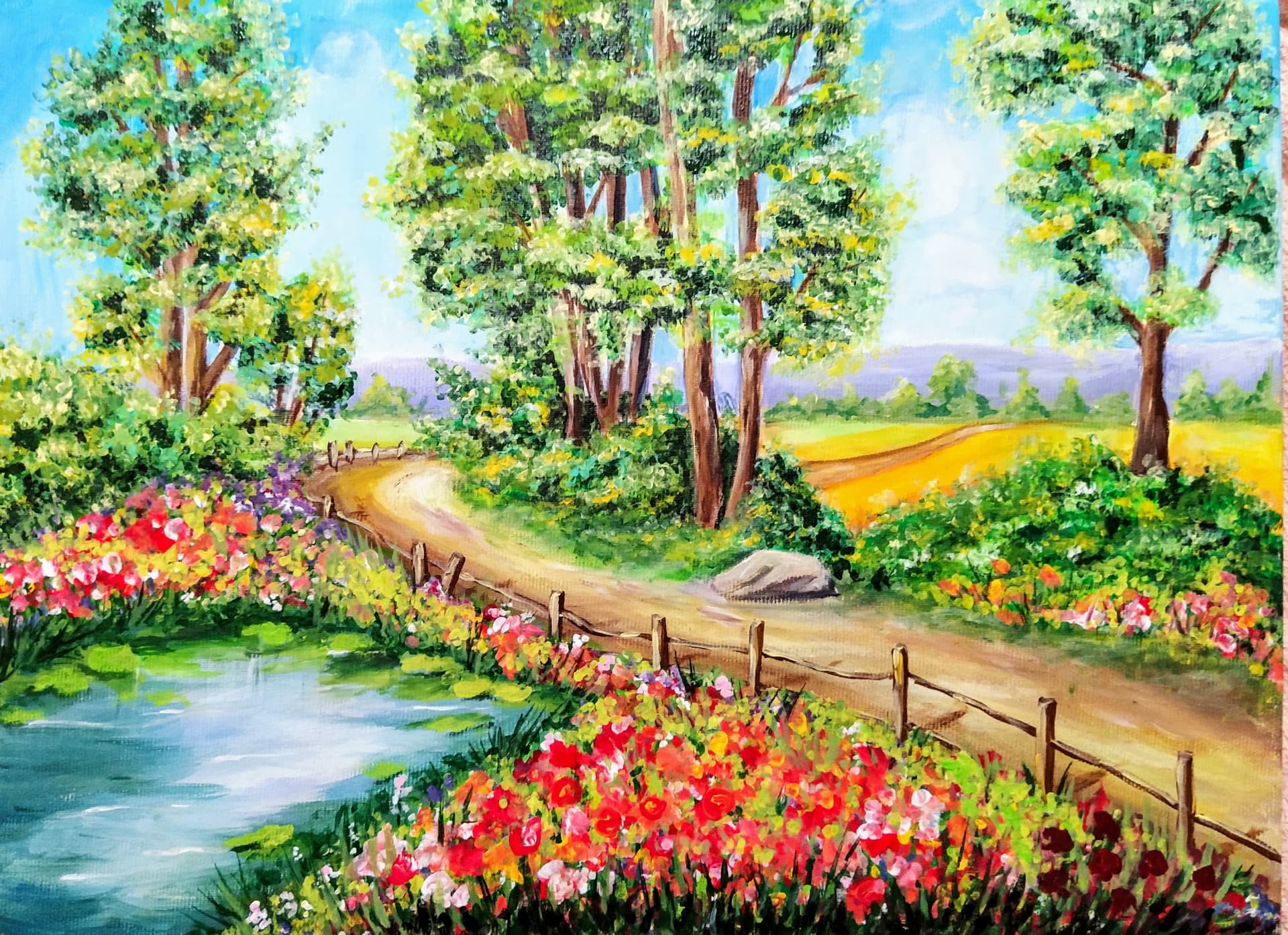 Slika: Proleće, 2021, Akrilne boje na platnu