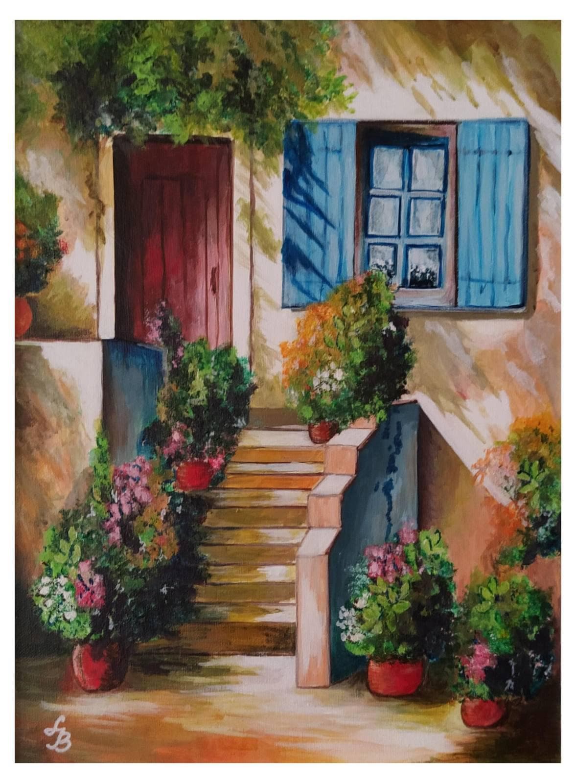 Slika: Stepenice, 2021, Akrilne boje na platnu