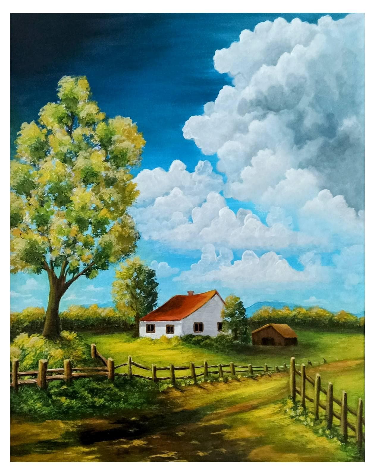 Slika: Pred oluju, 2023, Akrilne boje na drvetu