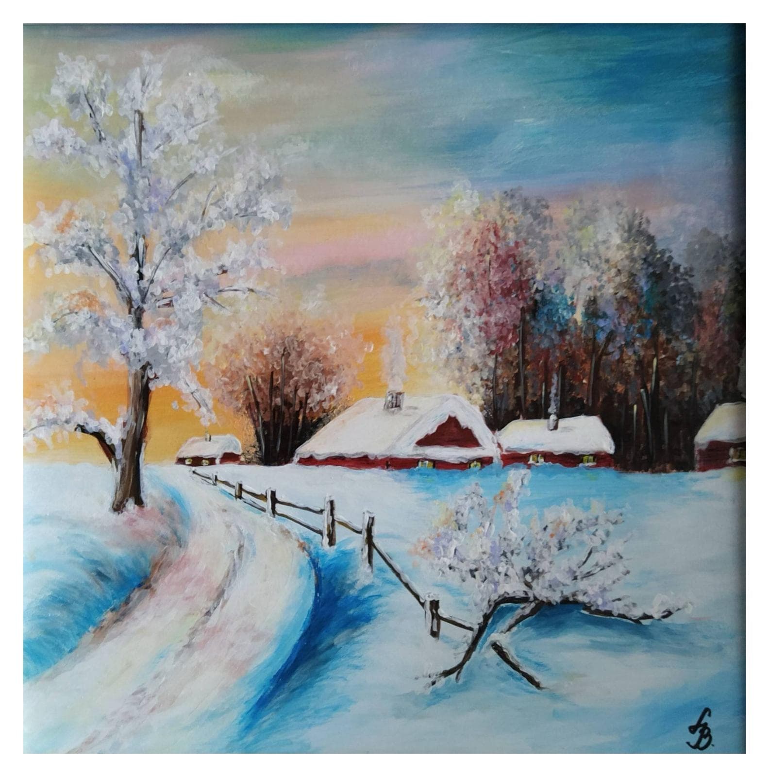 Painting: Zima, 2021, Akrilne boje na drvetu