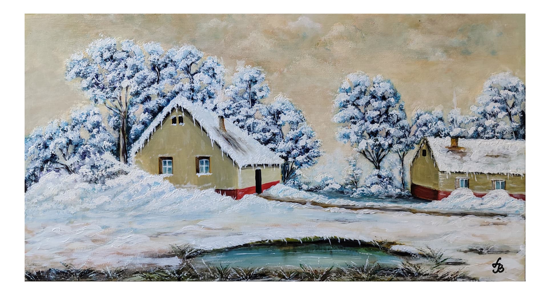 Painting: Zima na salašu, 2024, Akrilne boje na platnu