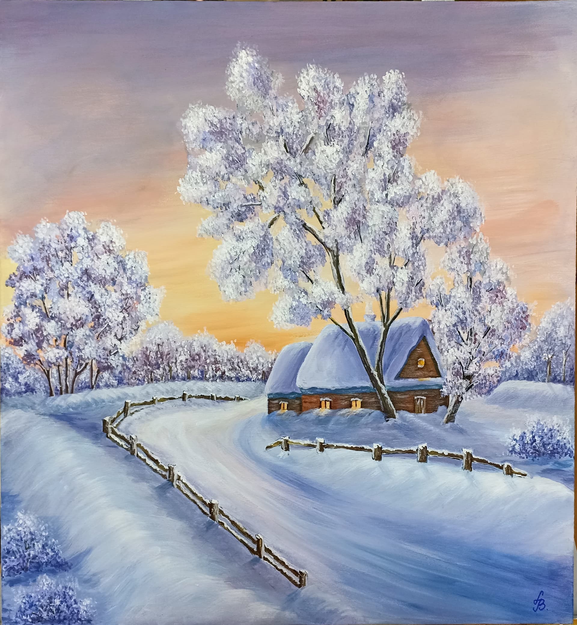 Slika: Zimski sumrak, 2022, Akrilne boje na platnu
