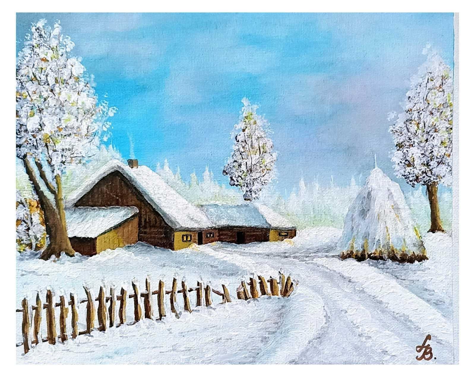 Slika: Zima, 2023, Akrilne boje na platnu