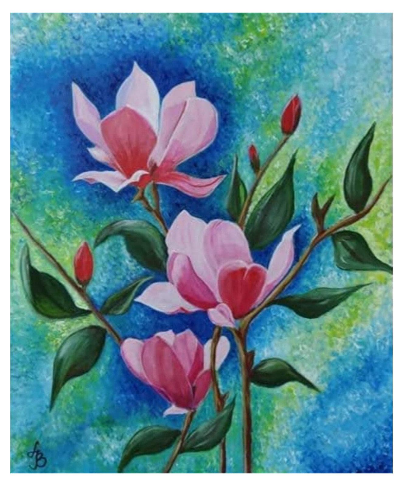 Painting: Magnolije, 2021, Akrilne boje na platnu