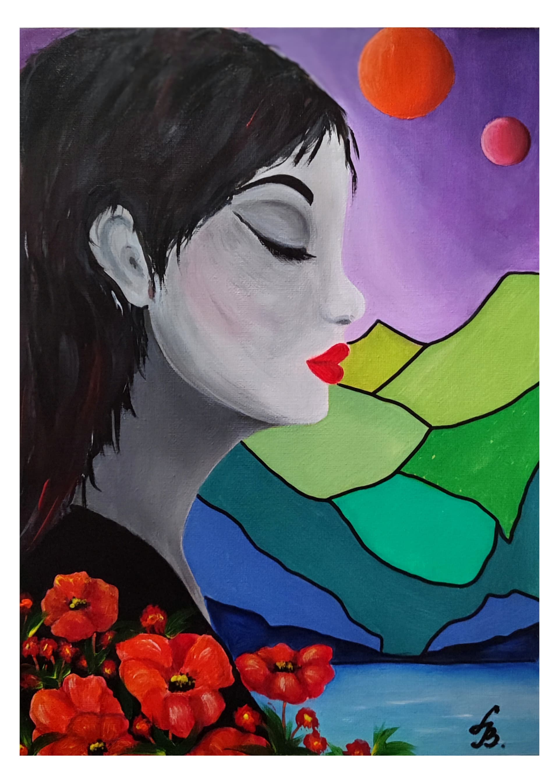 Slika: Zažmuri, 2024, Akrilne boje na platnu