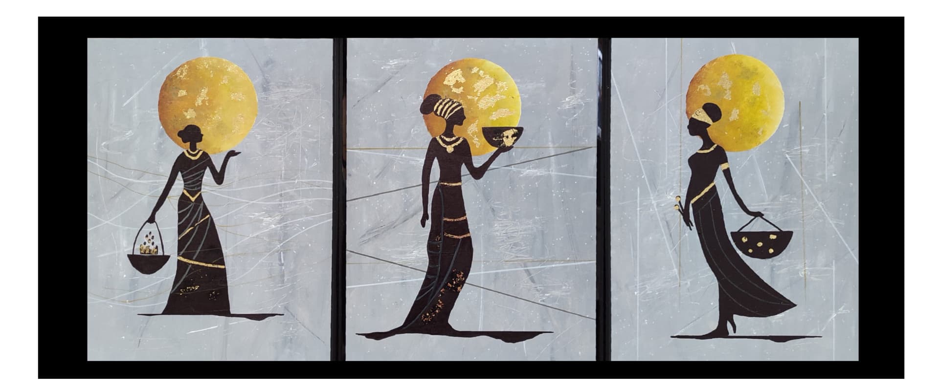 Slika: Afrika 1 2 3, 2025, Akrilne boje na drvetu