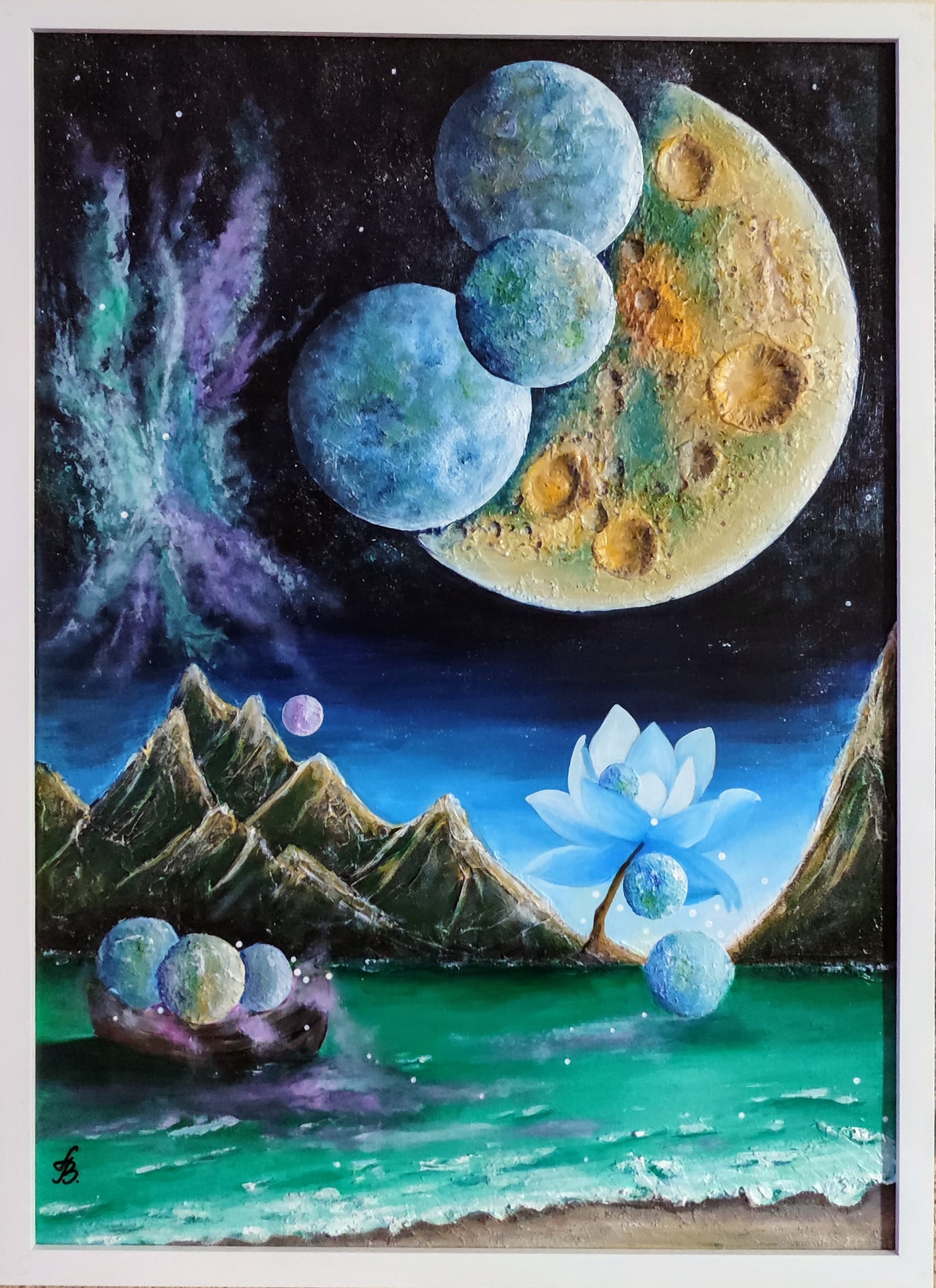 Painting: Tamo negde..., 2024, Akrilne boje na drvetu