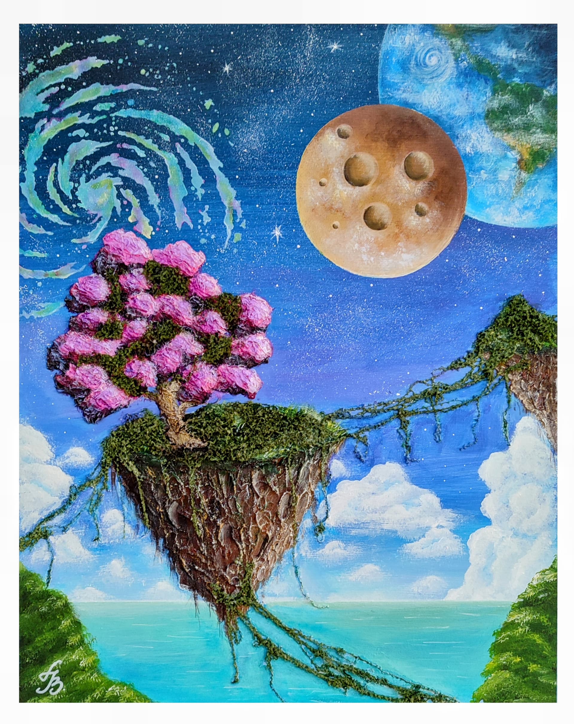 Slika: Svet mira i tišine, 2024, Akrilne boje na drvetu