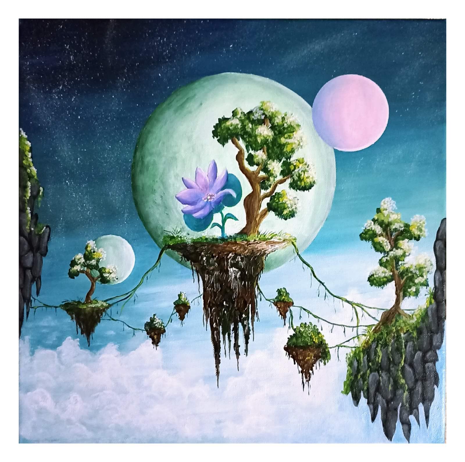 Painting: Delići pažnje, 2023, Akrilne boje na platnu