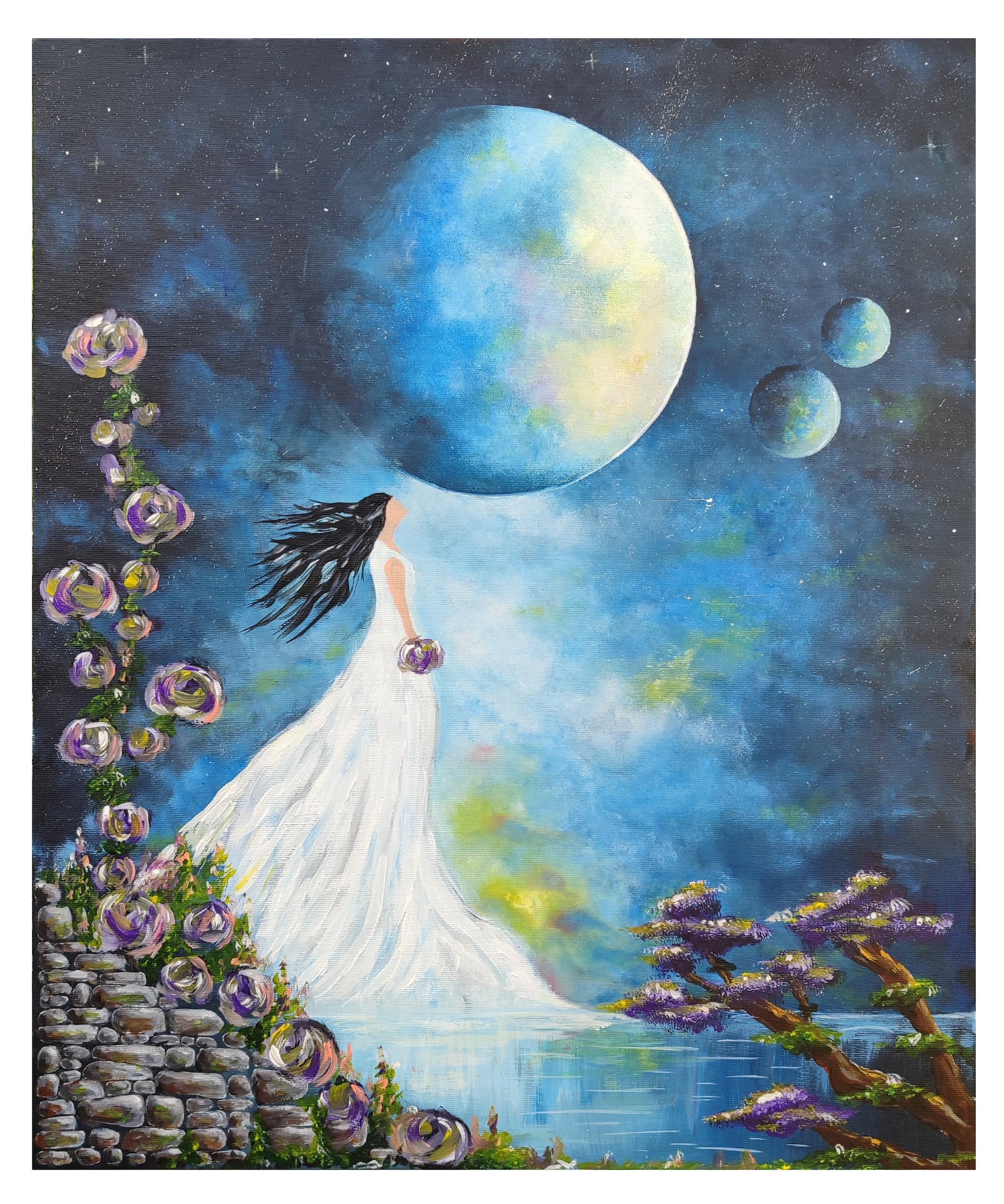 Slika: Plavi zalazak, 2025, Akrilne boje na platnu