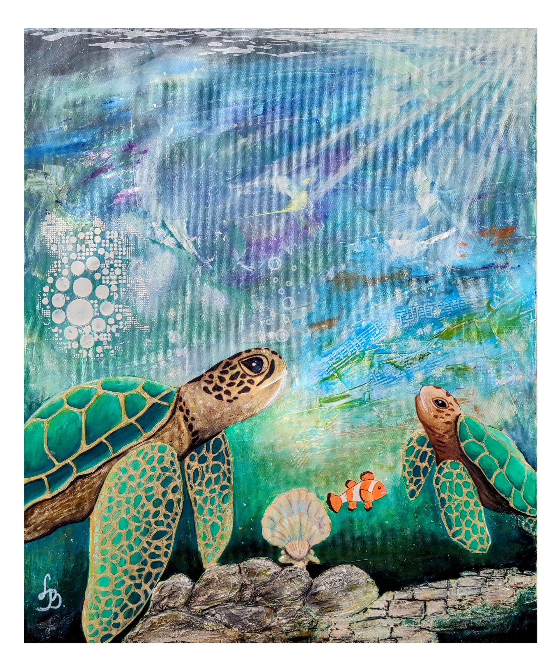Slika: Na dnu mora, 2025, Akrilne boje na platnu