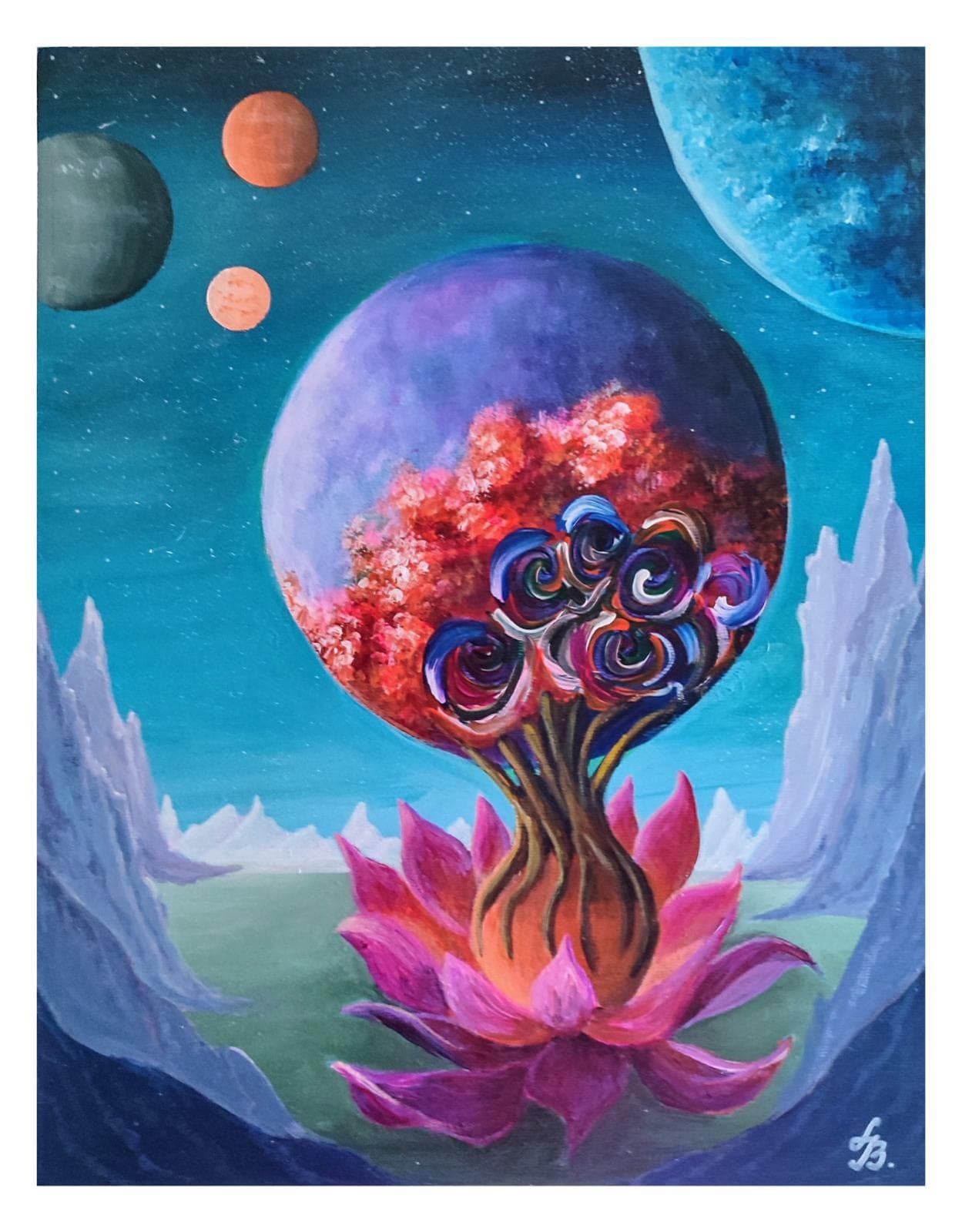 Slika: Vatra, 2024, Akrilne boje na platnu